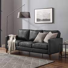 jianna faux leather sofa black