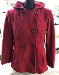 Anne Klein Red Wool Lined Pea Coat