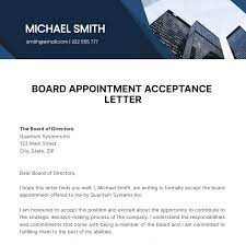 board appointment acceptance letter