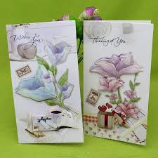 8pcs Lot 3d Flower Printed Fold Greeting Cards Postcard As