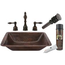 Choose from contactless same day delivery, drive up and more. Premier Copper Products Rectangle Under Counter Hammered Copper Bathroom Sink Faucet And Accessories Package Oil Rubbed Bronze