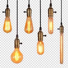 | # light bulb png & psd images. Six Pendant Lamps Illustration Lighting Edison Light Bulb Transparent Background Png Clipart Hiclipart
