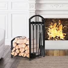 tools fireplace log storage holder set
