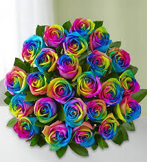 rainbow roses bouquet by estrella s flowers