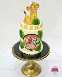 lion king cake with simba cake topper