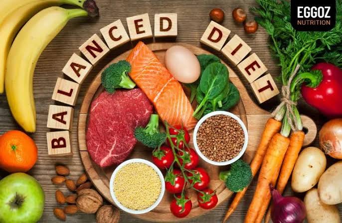 Nutrition Image Balanced diet including fruits, vegetables, and proteins