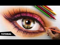 how to draw realistic eye with colored