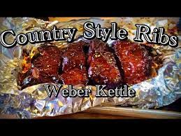 country style ribs on a weber kettle