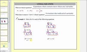 Literal Equations And Formulas
