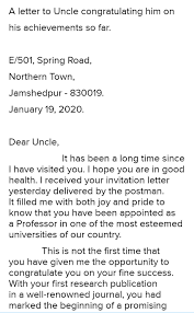 a semi formal letter to your uncle a