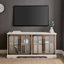Glass Door Tv Stand Console Brushed