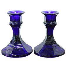 carrin cobalt blue candlestick pair