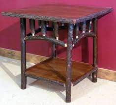Hickory Log Side Table Square Old