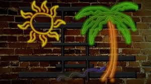 Tropical Neon Sign Palm Tree Stock