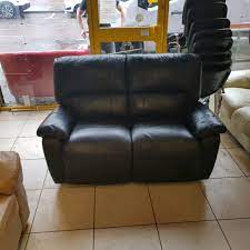 2 seater sofa in black leather all