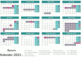 Die kalender enthalten die ferientermine und. Ferien Bayern 2021 Ferienkalender Ubersicht
