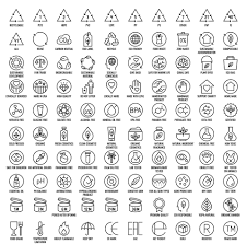 natural cosmetic label line icon set