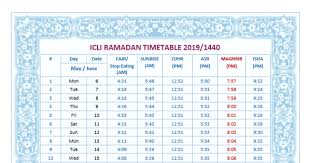 Ramadan 2019 1440 Timetable And Iqamah Islamic Center Of
