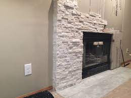 Stacked Stone Tile Fireplace
