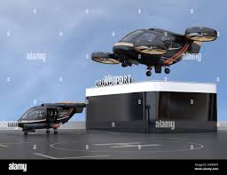 black flying car air taxi takeoff