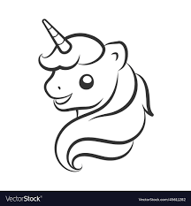 cute happy unicorn head outline easy