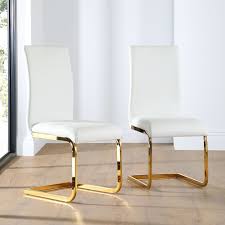 Shop for gold dining chair online at target. Perth White Leather Dining Chair Gold Leg Furniture And Choice