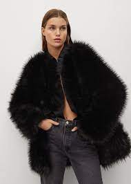 Oversize Faux Fur Coat Woman Mango