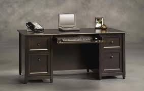Sauder carson forge desk, washington cherry finish. Sauder Edge Water Estate Black Executive Office Desk At Menards