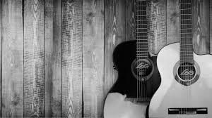 two grayscale acoustic guitars free