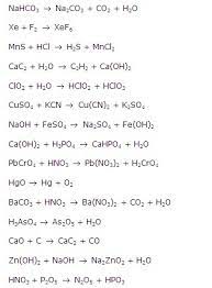 Write 25 Skeleton Chemical Equation And