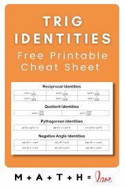 trig idenies cheat sheet free