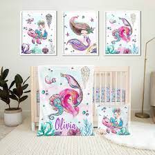 Personalized Mermaid Nursery Crib