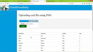 uploading excel file using pdo you