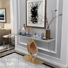 Narrow Long Marble Console Table Leaf