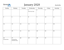 Download 2021 and 2022 pdf calendars of all sorts. January 2020 Calendar For Australia With Holidays In 2020 Free Printable Calendar Printable Calendar Calendar Australia