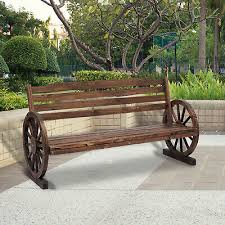 wooden wagon wheel bench rustic seat