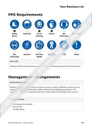 carpet laying method statement template