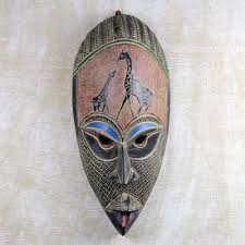 Hand Carved Rubberwood African Mask