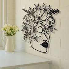 Flower Head Woman Metal Wall Art One