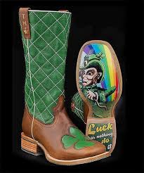 Tin Haul Green Clover Lucky Leprechaun Cowboy Boot