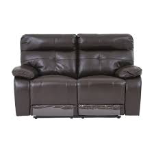 dimas 2 seater leather recliner brown