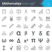 Mathematics Line Icon Set Abacus Ruler Calculator Chart