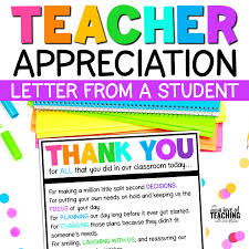 teacher appreciation a free letter to