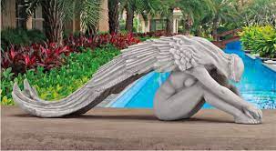 Sitting Angel Garden Statue Weeping