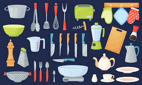 cartoon kitchen utensils and tools