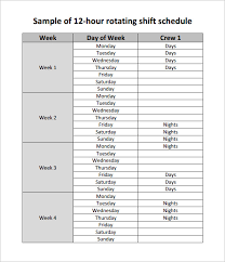 17 Rotating Rotation Shift Schedule Templates Doc Excel Pdf