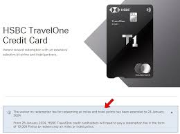 hsbc travelone card changes 10 000