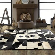 patchwork cowhide area rug