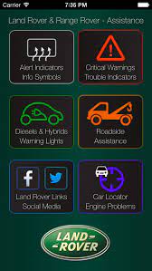 land rover warning lights info apps