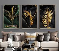 Buy Luxury Black Gold Leaves Painting